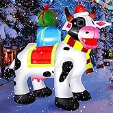 Koncifun 6 FT Outdoor Milk Cow Christmas Inflatables Decorations with Built-in LED Lights, Blow Up for Yard, Roof, Lawn