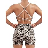SUUKSESS Women Seamless Workout Sets Strappy Sports Bra High Waist Booty Shorts Outfits