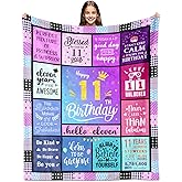Paoeyty 11 Birthday Gifts for 11 Year Old Girls, Sweet 11th Decorations for Girls Daughter Granddaughter, Eleven Year Old Throw Blanket 60" X 50"