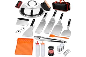 28PCS Professional Griddle Accessories Kit for Blackstone, Flat Top Grill Tools with Enlarged Spatula, Burger Press, Cleaning