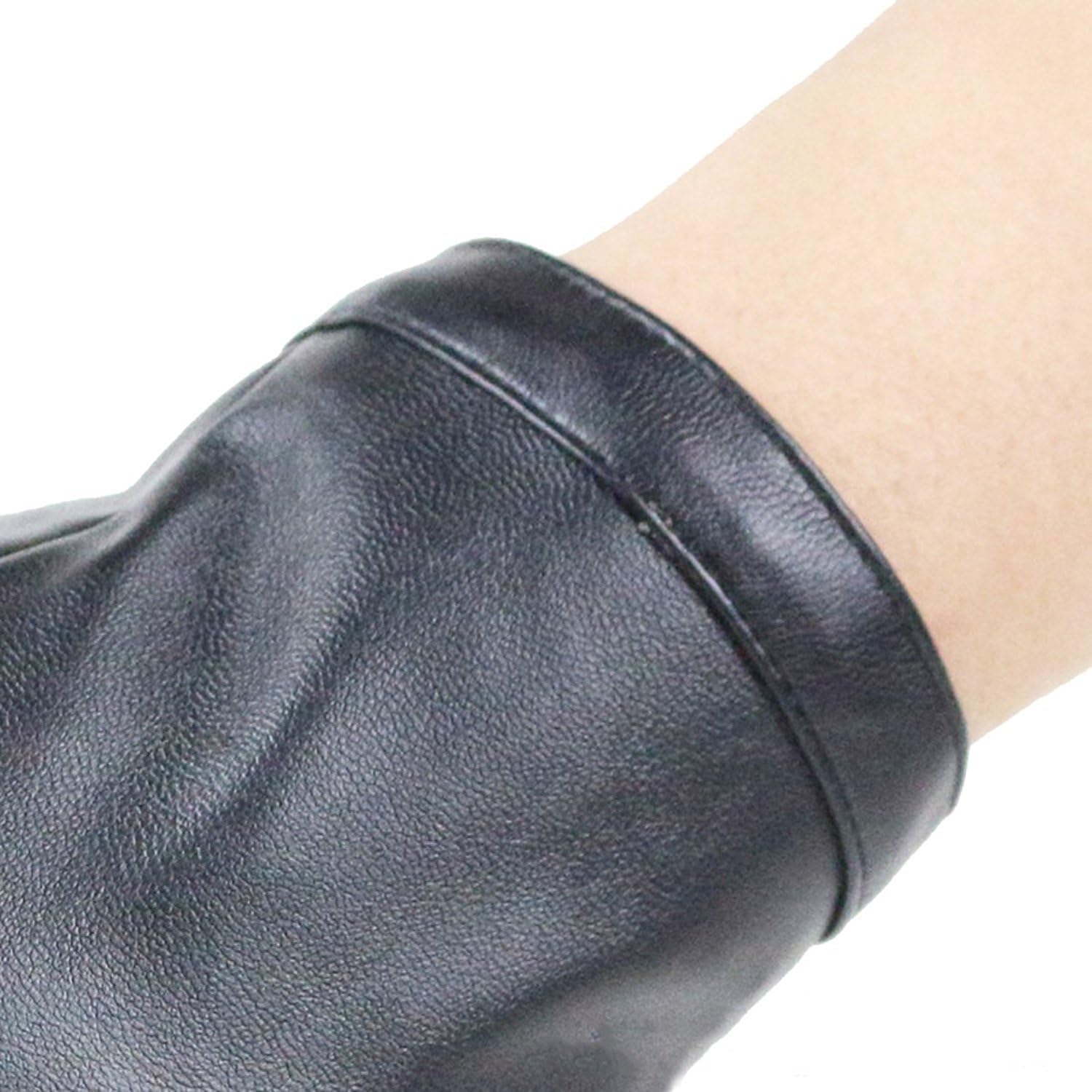KWLET Women's Fingerless PU Leather Gloves Cycling Driving Motorcycle Performance Gloves, Black, One Size: Sports & Outdoors