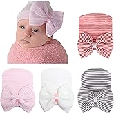 Newborn Baby Girl Hats with Bow No Scratch Cotton Toddler Infant Hat Beanie Caps Soft Newborn Hospital Hat 0-3 Months
