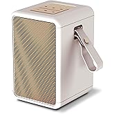 AT&T Essentials Retro 15W Bluetooth Speaker, IPX6 Waterproof, Bluetooth 5.3, LED Light Modes, Bass & Treble Control, 12H Battery, USB-C Charging, Outdoor & Indoor Use, Home Audio System - Cream