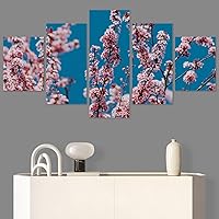 SIGNWIN 5 Panel Canvas Wall Art Pink Fields for Home Decorations Ready to Hang - 60