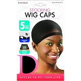 Donna Stocking Wig Cap Black 5 Pack Breathable Stretch Wig Caps for Wigs and Hairpieces