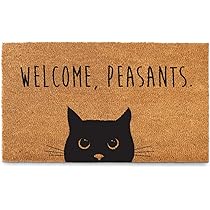 ラグ・カーペット KEY DOG&KEY CAT DOOR MAT Roszwtit Cat Front Door Mat 30 X 17 Inch Black Cat Doormat