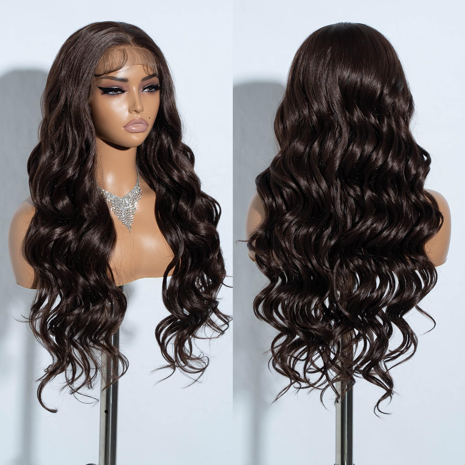 Joedir 13X4 Lace Frontal Wig Pre Plucked Synthetic Lace Front Wigs Natural Looking Body Wave Wigs for Women 30 Inch Loose Deep Wave Wig with Baby Hair Heat Resistant Hair Cosplay Daily Party Wigs