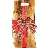 Acacia Charcuterie Board with Natural Live Edge & Round Handle - Wood Cheese Board - Decorative Wooden Serving & Cutting Board - Housewarming, Mothers Day, New Home & Wedding Gifts (18” x 8”)