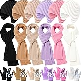 Chicingyou 18 Pcs Kids Hat Gloves Scarf Winter Set Warm Kids Knit Beanie Hat with Gloves Knitted Scarf Girl Snow Set for 5-10 Boys Girls
