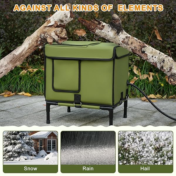 PALOPALO DEWPROOF HEATED CAT HOUSE FOR OUTDOOR WINTER, INSULATED DISCREET PET SHELTER WITH WATERPROOF HEATING PAD & ESCAPE DOOR FOR FERAL, STRAY, BARN KITTY CATS (ARMY GREEN, 16.5″X12.5″X17.7″)