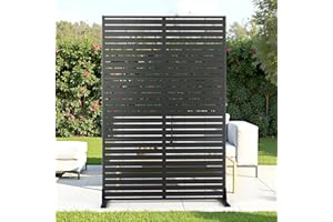 FENCY Metal Privacy Screen with Stand 72" H×47" W Outdoor Freestanding Privacy Screen & Panels, Outdoor Privacy Screen for Deck Patio Balcony(Black-Louvered)