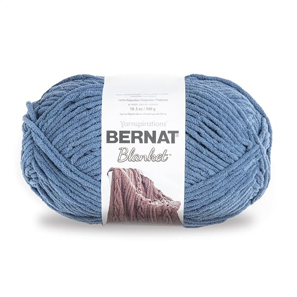 BERNAT BLANKET COUNTRY BLUE YARN – 2 PACK OF 300G/10.5OZ – POLYESTER – 6 SUPER BULKY – 220 YARDS – KNITTING/CROCHET