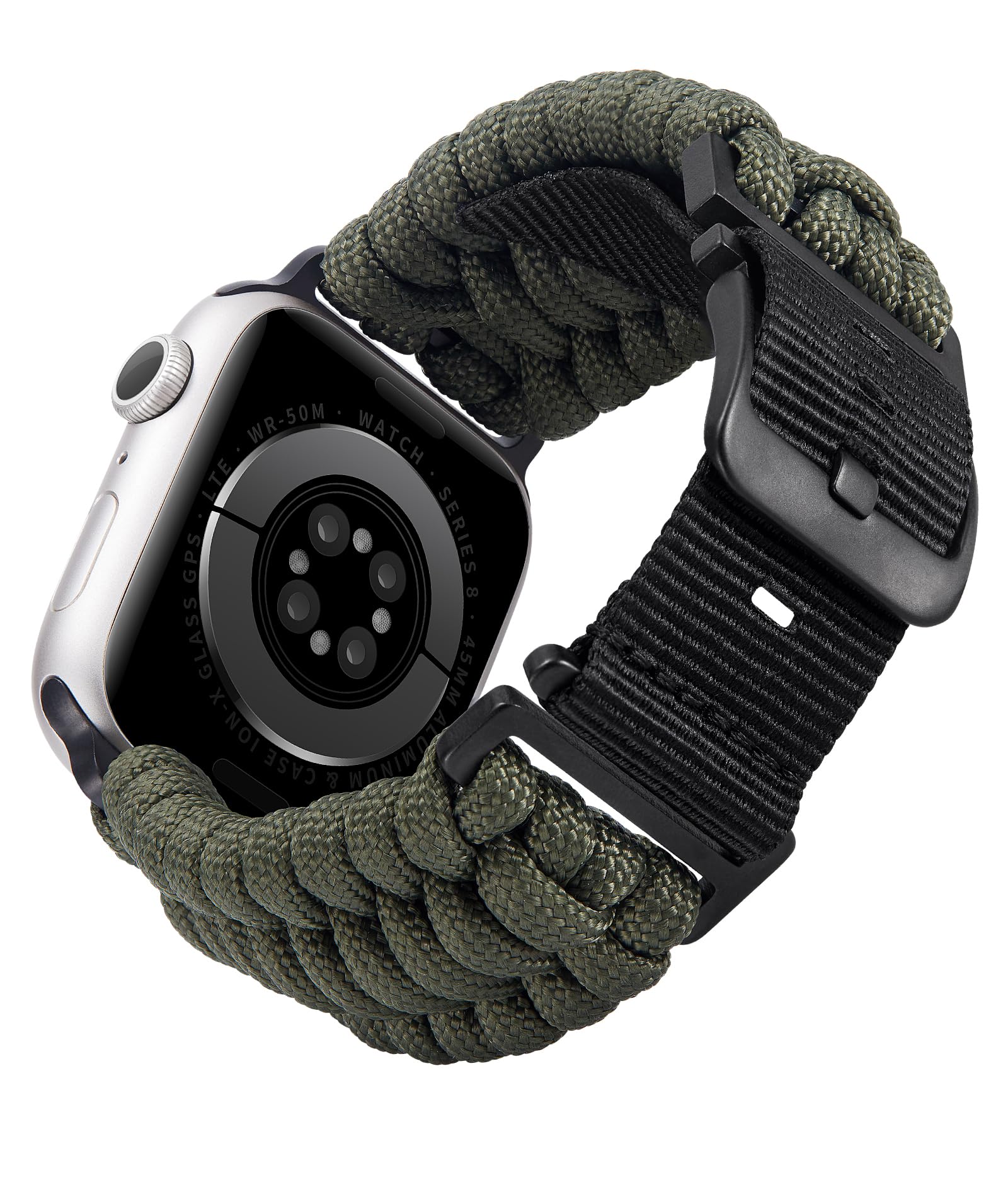 Photo 1 of BINLUN Compatible with Apple Watch Band 49mm 46mm 45mm 44mm 42mm, Braided Paracord Nylon Replacement Sport Strap Compatible with iWatch Ultra2 Ultra Series 10/9/8/7/SE2/SE/6/5/4/3/2/1 for Men Women