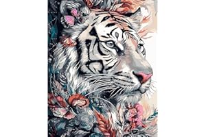 KICHANG White Tiger Paint by Number Kit for Adults,Paint by Number for Adults Canvas,DIY Adult Paint by Number Oil Painting Acrylic Paints,Paint by Number on Canvas for Home Decor Gift-15.7x19.6in