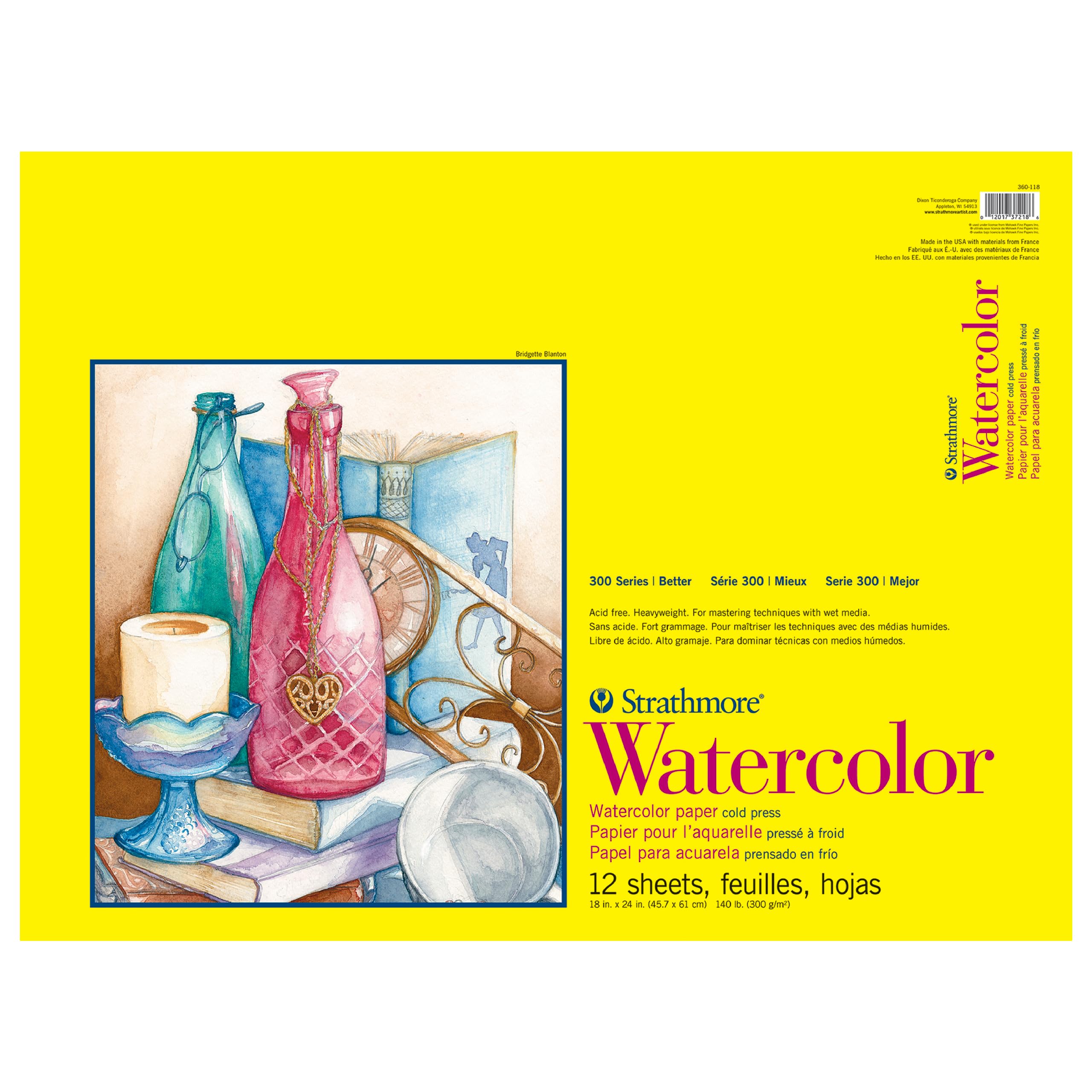 Pro-Art Strathmore Watercolor Paper Pad 18 x 24-inch, 12 Sheets, White, 18x24