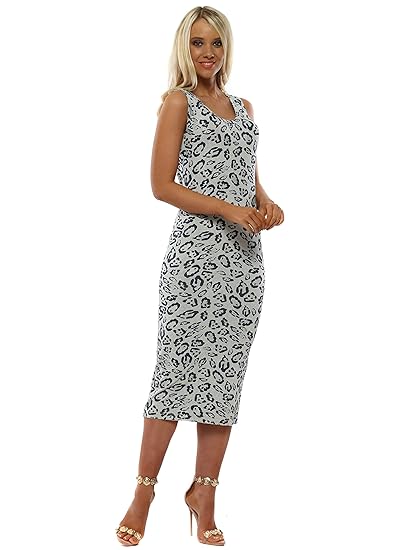 Midi leopard print dress Sleeveless
