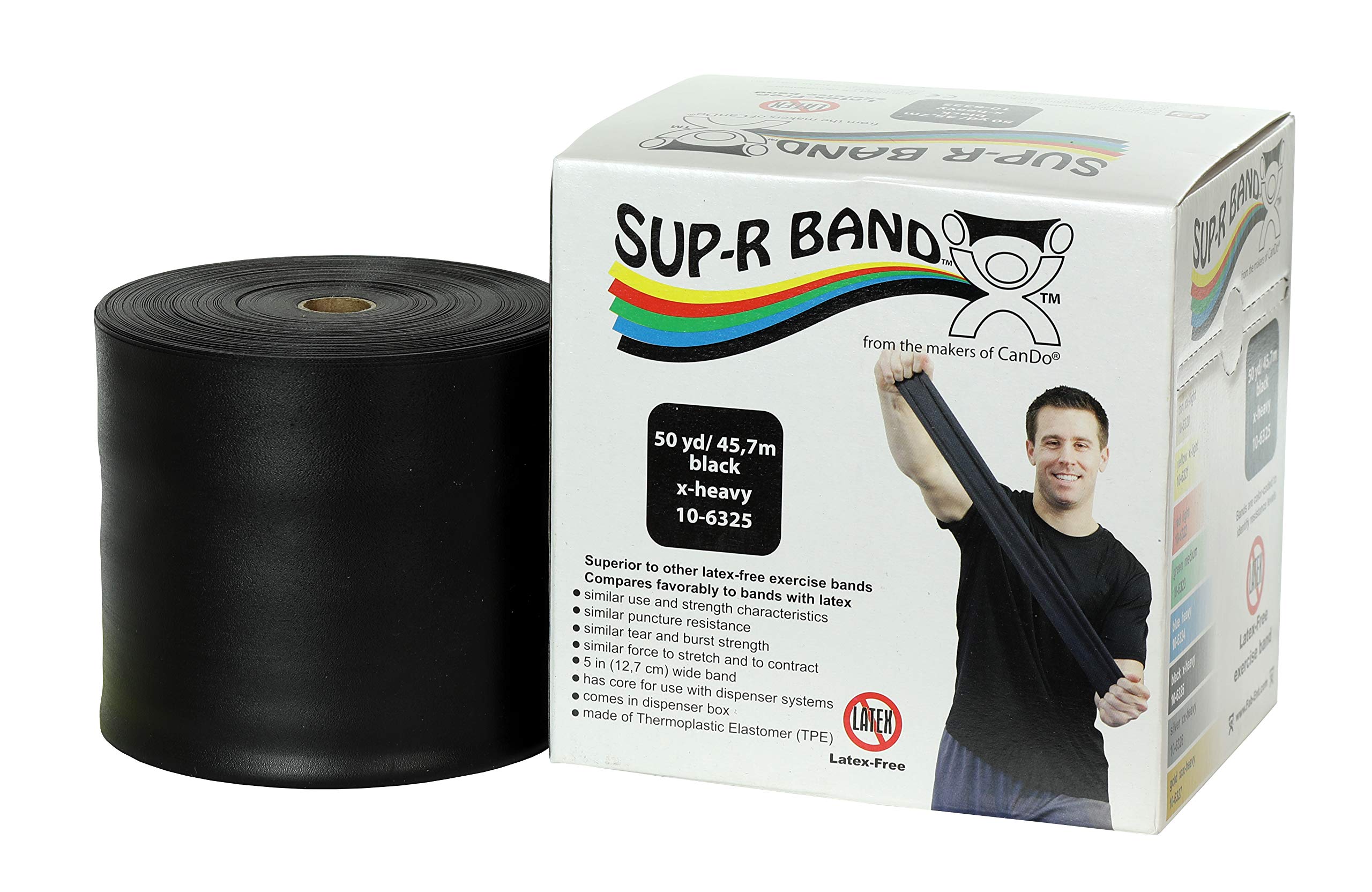 CanDo 1020830 Sup-R Band, 50 yd., X-Heavy, Black - alternative to dumbbells