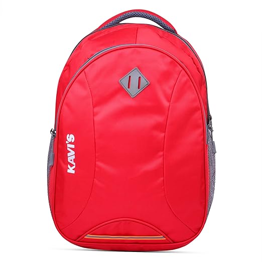 Kavis Casual 17-inch Laptop Backpack | Stylish and Multifunction Bag for Girls and Boys | School Bag for Kids with Rain Cover (RED)