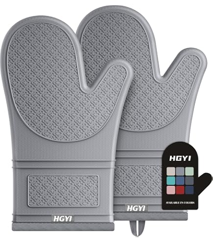 1-Piece Silicone Oven Mitt - Heat Resistant To 500°F With Long Wrist Guard, Non-Slip Grip (Grey)