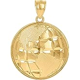Jewels By Lux 10kt Yellow Gold Mens World Map Globe Maps Charm Pendant