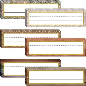 48 Pieces Rustic Name Plates for Desk Industrial Name Tags Labels Stickers Self-Adhesive Labels Bulletin Board Farmhouse Classroom Decoration for Classroom Desk Office Supplies, 11.8 x 3 Inches
