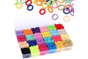 Funtopia 360 Pcs Baby Hair Ties, 24 Colors Small Hair Elastics Kids, Soft Seamless Rubber Hair Bands with Organizer Box, Mini