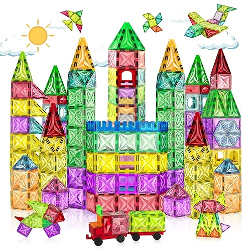 120PCS 3D Magnetic Tiles Toys, Magnetic Building Blocks Tiles Set for Kids,Preschool Learning Clear 3D Magnets Toys,STEM Educational Toys for 3+ Years Old Kids