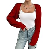 YUNLORIA Women's Bolero Shrug Sweater Rib Knitted Long Sleeve Open Front Cropped Cardigan Y2K Tops