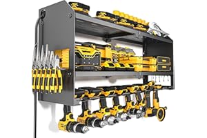 YYR Power Tool Organizer with Charging Station Wall Mount, Cordless Drill and Battery Holder for Garage Organization, Electri
