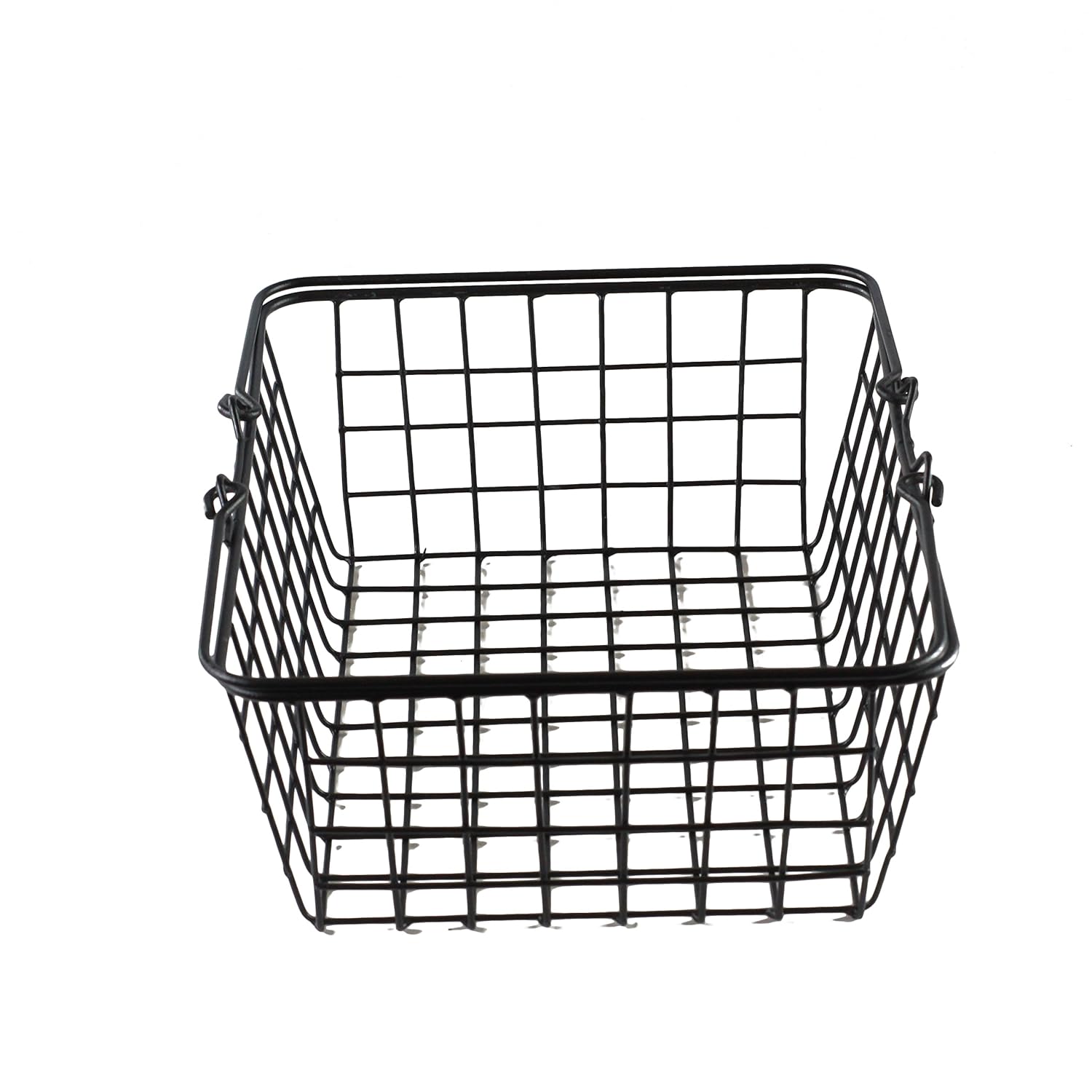 Set of 3 Black Metal Shopping Baskets with Handles Black Iron Basket