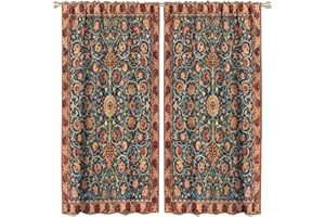 NANACUR William Morris Retro Plant Pattern Floral Decor Curtains, Abstract William Morris Art Print Window Drapes, for Bedroom Living Room 21(W)*45(L) 2 Panels (Decorative)
