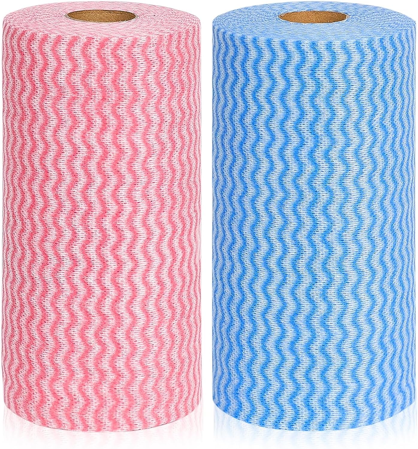 Jebblas J Cloths On a Roll Reusable Cleaning Cloth Dish Cloth Dish Towels All Purpose Cloths for Kitchen, Pack Of 2 Roll, 200 Pcs Per Roll, Blue And Red