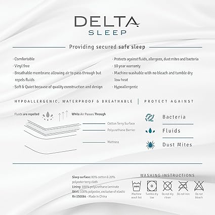 Amazon.com: Delta Sleep Protector de colchón impermeable ...