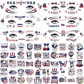 110+ PCS 4th of July Face Temporary Tattoos, 22 Sheets USA 250th Anniversary Merchandise Temporary Tattoos, Fourth of July Decorations Accessories For Memorial Day Independence Day Labor Day Supplies