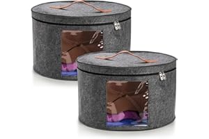 SOUJOY 2 Pack Hat Storage Boxes, 42cm/16.5" Foldable Stackable and Portable Felt Organizers for Cowboy Hats, Caps,Save Closet