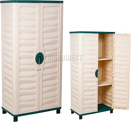 Starplast Placard De Jardin Exterieur En Plastique Vert Et Beige Avec 2 Etageres Meuble De Rangement Garage Abri Sans Rouille 44 811 Amazon Fr Bricolage