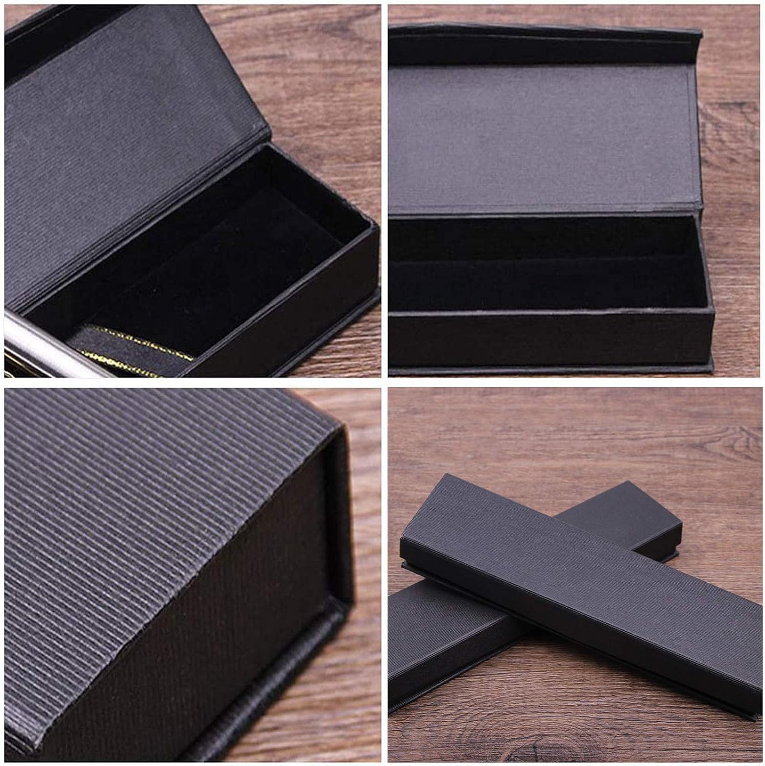 Zhi Jin 5Pcs Luxury Black Jewelry Ballpoint Pen Gift Box with Cushion Pencil Boxes Empty Bulk Case Collection Set for Business Birthday - Image 4
