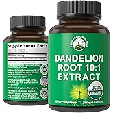 USDA Organic Dandelion Root Extract Supplement - 10x More Potent Than Raw Root. Standardized and Concentrated Vegan Dandelion Root Capsules for Women and Men. Supports Detox, Immune, Liver, Gut Health