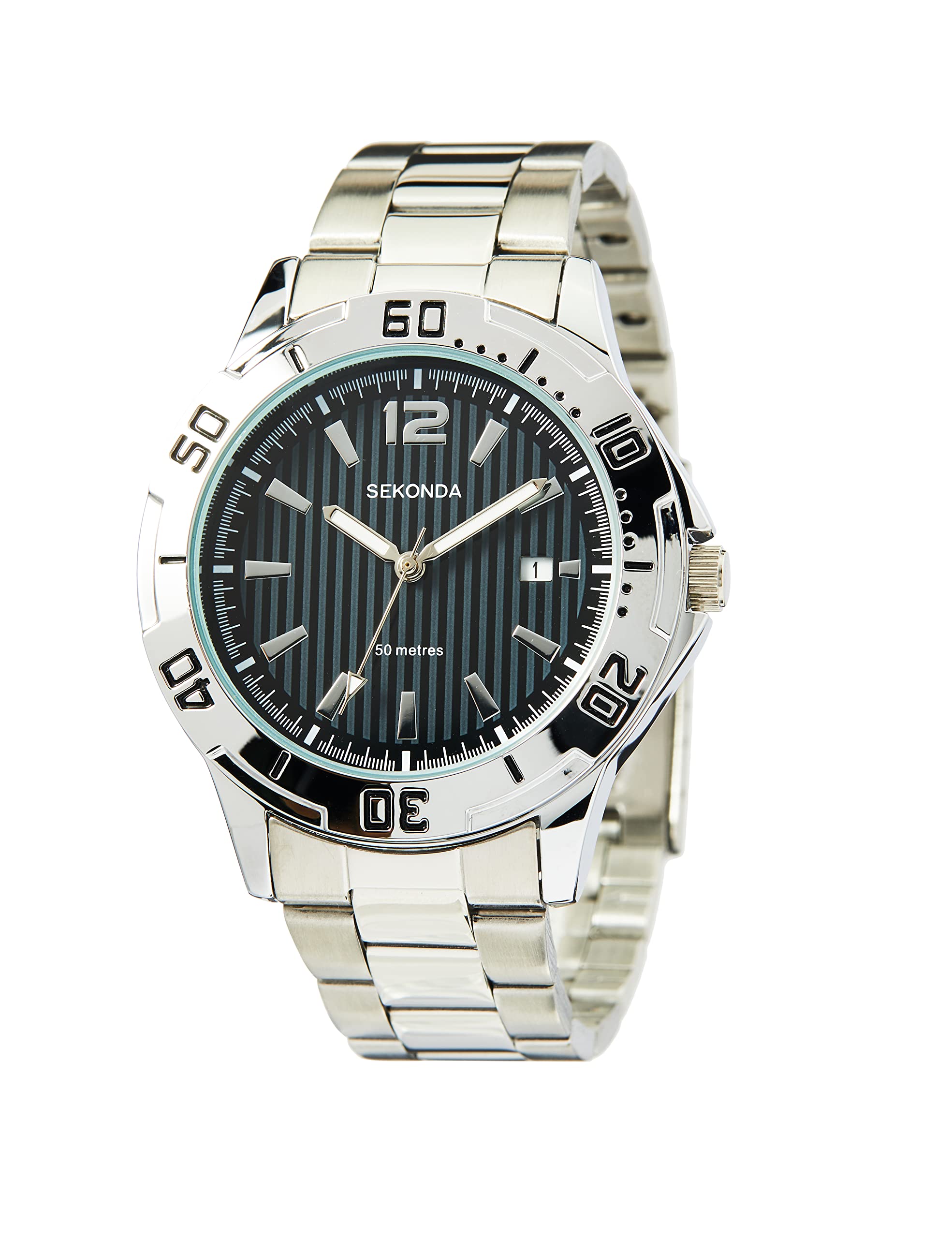Sekonda Men's Quartz Watch with Black Dial Analogue Display and Silver Stainless Steel Bracelet 1171.27