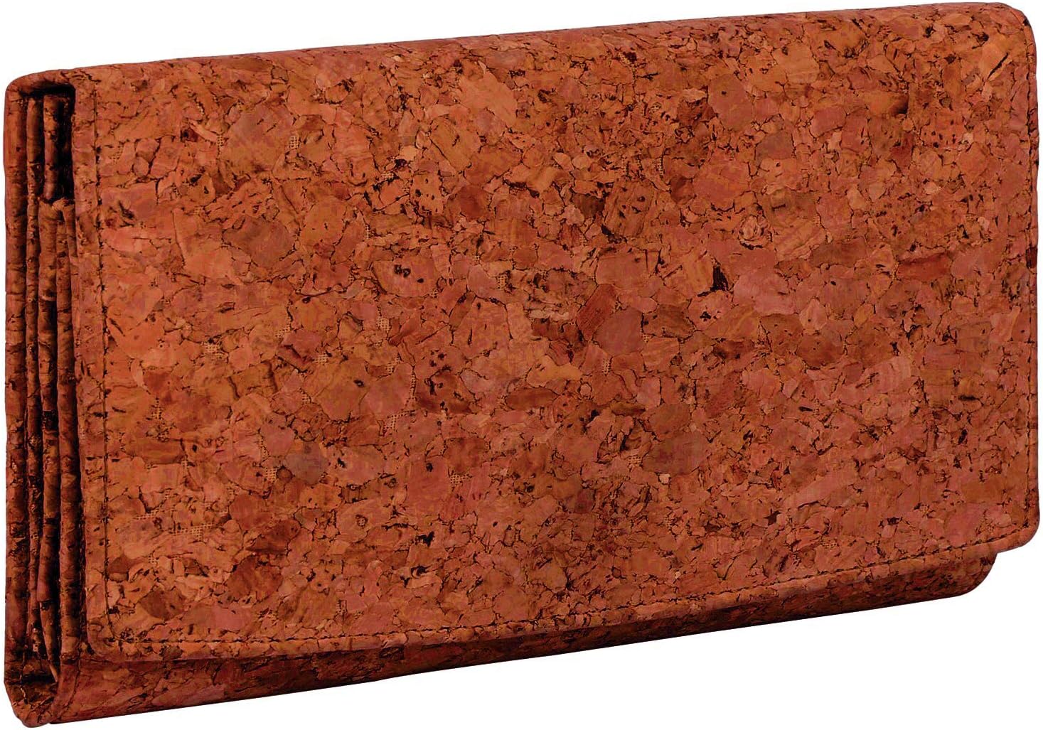 Ladies Designer Hudson & James Cork Vegan RFID Blocking Shield Card Holder Wallet Purse Multi Credit Card Women Clutch Wallet with Zip Pocket (Cork Red)