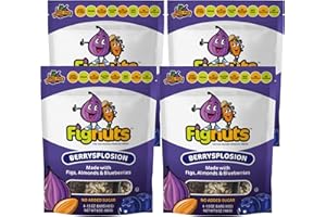 NUTRA FIG FigNuts Fig Bars - Gluten Free Fig Bars, Fig Bar with Real Fruit Snack Bar, Fruit Bars, Gluten Free, Non-GMO, High Fiber Whole Food Ingredients, No Artificial Flavors - BerrySplosion, 6 oz Bags (4 Pack)