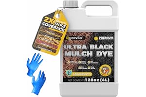 OYCEVILA 128oz Concentrated Ultra Black Mulch Dye with Gloves, Liquid Rubber Dye Spray Covers up to 14,400 Sq. Ft, Long-Lasting Finish Black Bark Paint for Mulch Restoration and Enhancement Landscaping