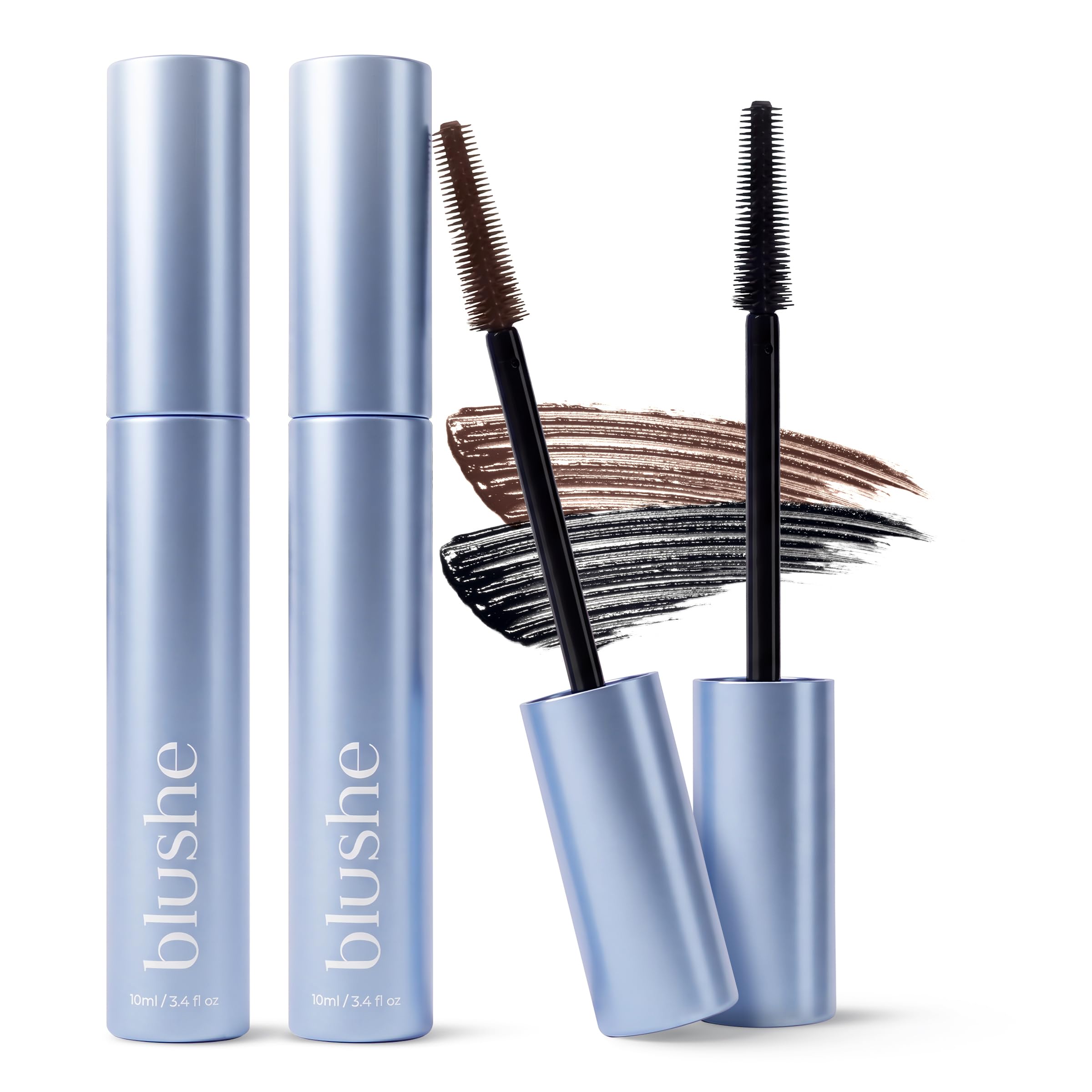 Blushe Korean Growth Serum Mascara | Strengthen, Lengthen, Style & Grow 2pk | Two-pack mascara adds buildable volume and leng
