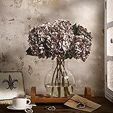 Suncalla 8 Pcs Coffee Brown Hydrangea Artificial Flowers 18 Inch Valentines Faux Hydrangea Flowers with Stems Fake Bouquet Bulk Realistic Floral for Spring Summer Wedding Home Table Indoor Decoration