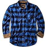 CQR Men's 100% All Cotton Button Down Flannel Shirts, Long Sleeve Brushed Warm Soft Casual Outdoor Plaid Shirt