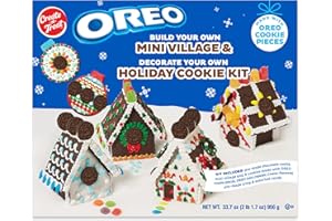 CREATE-A-TREAT Oreo Cookies Christmas House Kit, 2-in-1 Bundle OREO Holiday Mini Village Chocolate Cookie and Holiday Cookie Decorating Kit, 33.7 oz - Create A Treat