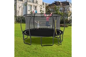 Evedy 16FT 14FT 12FT Trampoline Set with Swing, Slide, Basketball Hoop,Sports Fitness Trampolines with Enclosure Net, Recreational Trampolines for Outdoor Indoor
