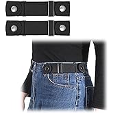 WHIPPY 2 Packs No Buckle Stretch Belt for Women Men Invisible 2 Loop Elastic Belt for Jeans Pants