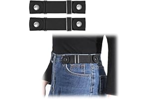 WHIPPY 2 Packs No Buckle Stretch Belt for Women Men Invisible 2 Loop Elastic Belt for Jeans Pants