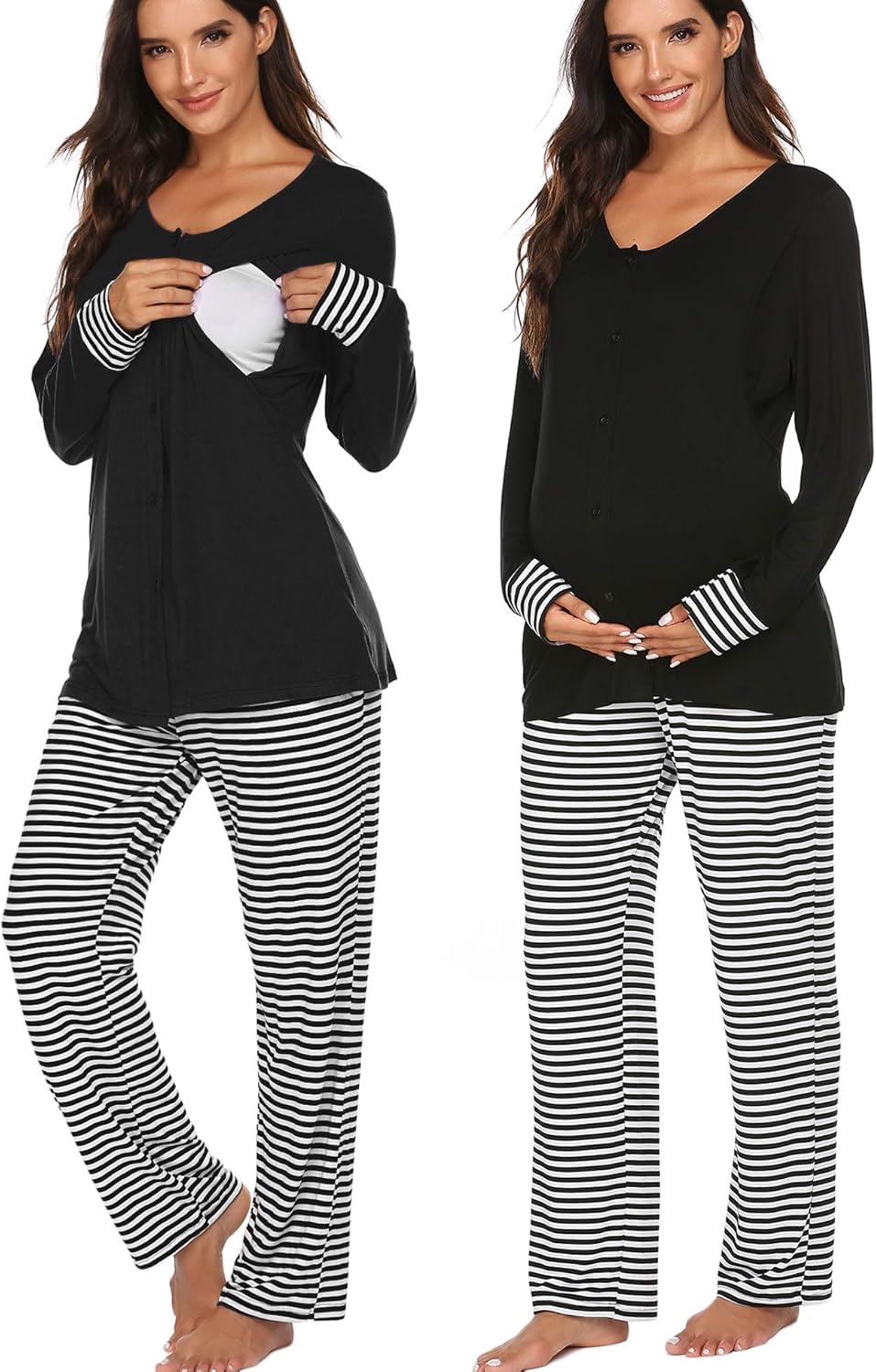 Ekouaer Maternity Nursing Pajama Set Long Sleeves Breastfeeding Sleepwear Soft Hospital Pregnancy Pjs Sets At Amazon Women S Clothing Store